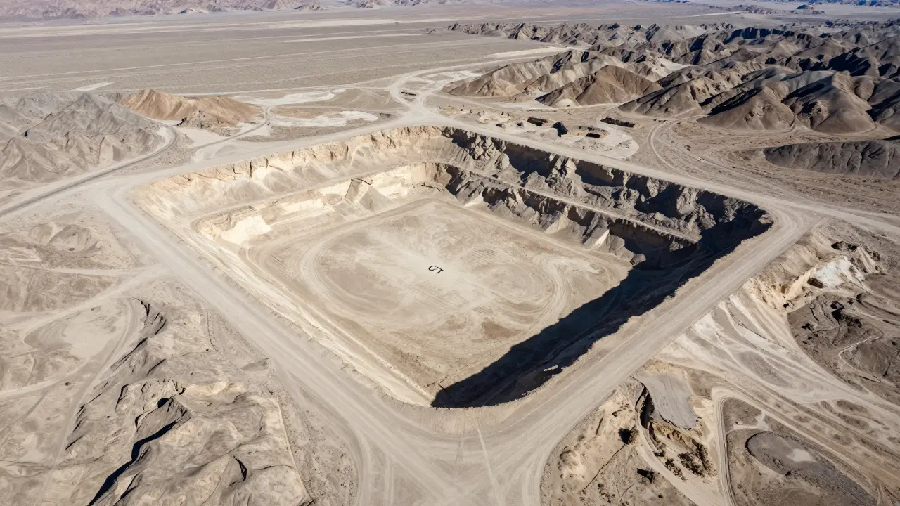 Aerial view of the massive City excavation in Nevada desert